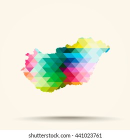 Abstract geometric map Hungary background consisting of triangles