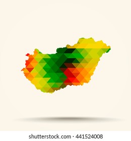 Abstract geometric map Hungary background consisting of triangles