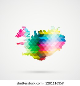 Abstract geometric map Iceland background consisting of triangles