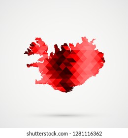 Abstract geometric map Iceland background consisting of triangles