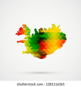 Abstract geometric map Iceland background consisting of triangles