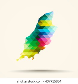 Abstract geometric map Isle of Man background consisting of triangles