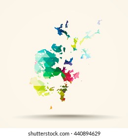Abstract geometric map Orkney Islands background consisting of triangles