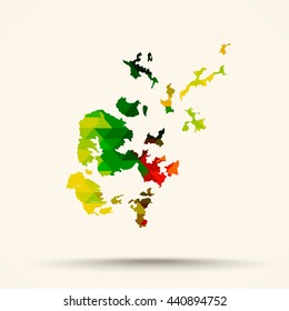 Abstract geometric map Orkney Islands background consisting of triangles