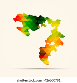 Abstract geometric map Republika Srpska background consisting of triangles