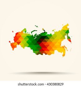 Abstract geometric map Russia background consisting of triangles