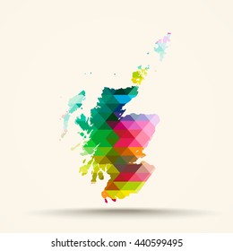Abstract geometric map Scotland background consisting of triangles