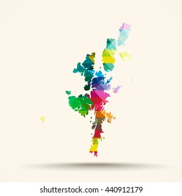 Abstract geometric map Shetland Islands background consisting of triangles