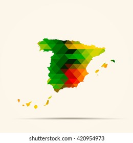 Abstract geometric map Spain background consisting of triangles