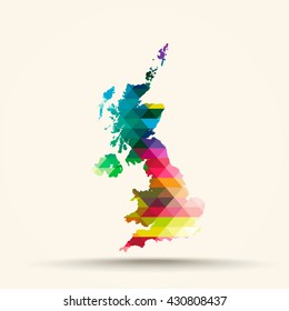Abstract geometric map United Kingdom background consisting of triangles