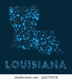 Abstract geometric map of the US state Louisiana. Internet connections and telecommunication design. Modern vector illustration.