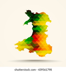 Abstract geometric map Wales background consisting of triangles