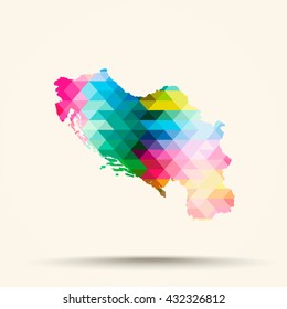 Abstract geometric map Yugoslavia background consisting of triangles