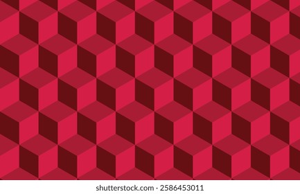 abstract geometric maroon 3d cube pattern.