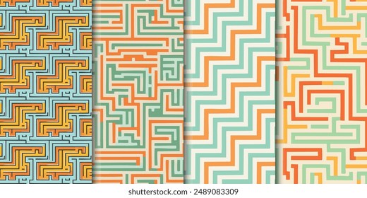 Abstract geometric maze seamless pattern