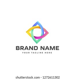 Abstract geometric media logo in vector format ideal for corporate identity