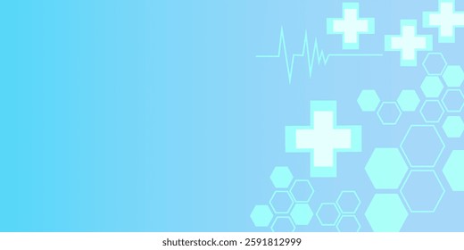 Abstract geometric medical icon and hexagon shape. Heathcare symbol concept background. Vector illustration.