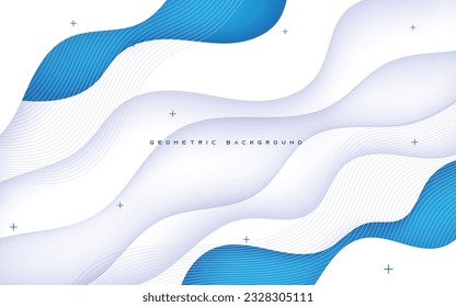 Abstract Geometric Memphis Background blue wavy shape