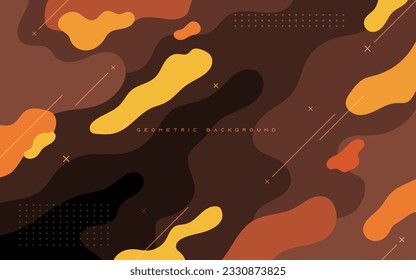Abstract Geometric Memphis Background brown wavy shape