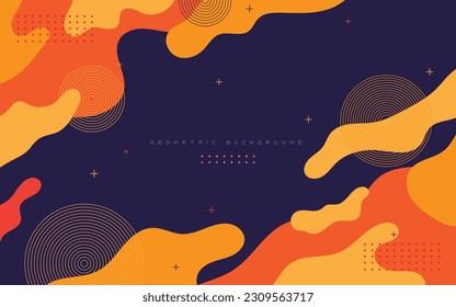 Abstract Geometric Memphis Background orange wavy shape