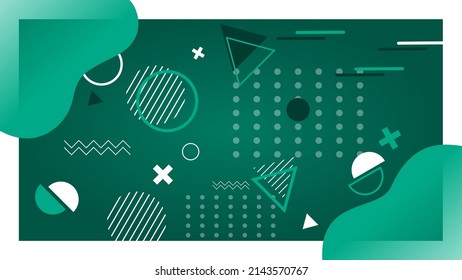 abstract geometric memphis Style green