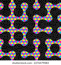 Abstract geometric Memphis style pattern. Vector image