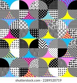 Abstract geometric Memphis style pattern. Vector image