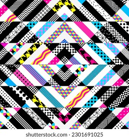 Abstract geometric Memphis style pattern. Vector image