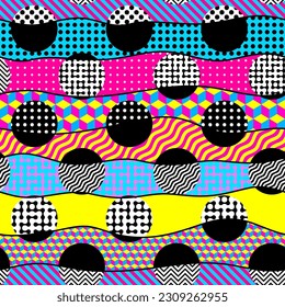 Abstract geometric Memphis style pattern. Vector image