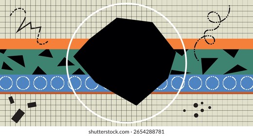 Fundo de vetor de estilo de mênfis geométrico abstrato. Design vetorial estilo colagem para página da web, banner, cartaz, mídias sociais.