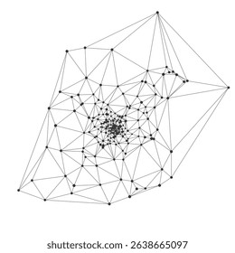 Abstract geometric mesh of connected black dots and lines forming a complex network structure ideal for technology science backgrounds isolated on white background vector illustration