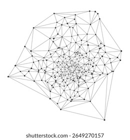 Malha geométrica abstrata de pontos pretos interconectados e linhas formando uma estrutura de rede complexa ideal para a tecnologia científica, conceitos de visualização de dados isolados no vetor de fundo branco.
