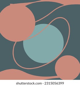 Abstract geometric mid century art print blue background. Printable Wall Art Boho Decor.