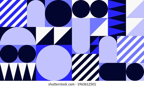 Abstract geometric mid century vector background. Colourful 16x9 backdrop design.