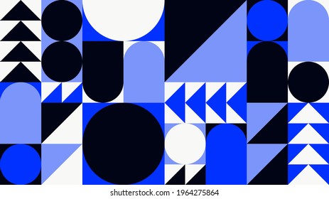 Abstract geometric mid century vector background. Colourful 16x9 backdrop design.