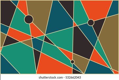 Abstract geometric mid century vector background. Retro space poster design.