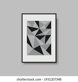 Abstract geometric mid century wall art print. Black and white poster with geometric shapes for wall art, interior gallery. Artwork for wall decor with neutral colors, minimal. Vector illustration