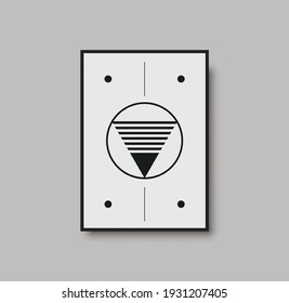 Abstract geometric mid century wall art print. Black and white poster with geometric shapes for wall art, interior gallery. Artwork for wall decor with neutral colors, minimal. Vector illustration