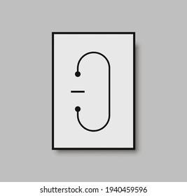 Abstract geometric mid century wall art print. Black and white poster with geometric shapes for wall art, interior gallery. Artwork for wall decor with neutral colors, minimal. Vector illustration