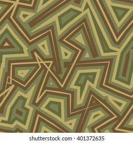 Abstract Geometric Military camouflage background. Protective seamless pattern. Army soldier texture for clothes. Khaki ornament.
