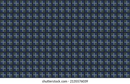 Abstract geometric mini square seamless pattern. Mini square pattern in indigo blue and dark green on midnight blue background. For masculine male shirt cloth silk scarf fabric apparel textile garment