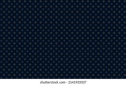 Abstract geometric mini square seamless pattern. Light blue flower petals composition on dark blue background. For male masculine cloth silk scarf fabric apparel textile garment cover  pants skirt hat