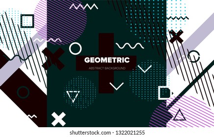 Abstract geometric minimal background, poster/ cover template with vivid lively pattern.