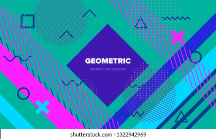 Abstract geometric minimal background, poster/ cover template with vivid lively pattern.