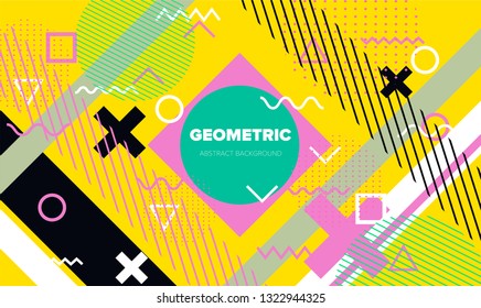 Abstract geometric minimal background, poster/ cover template with vivid lively pattern.