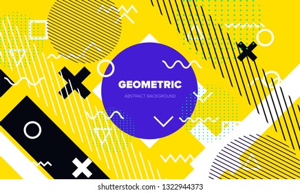 Abstract geometric minimal background, poster/ cover template with vivid lively pattern.