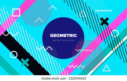 Abstract geometric minimal background, poster/ cover template with vivid lively pattern.