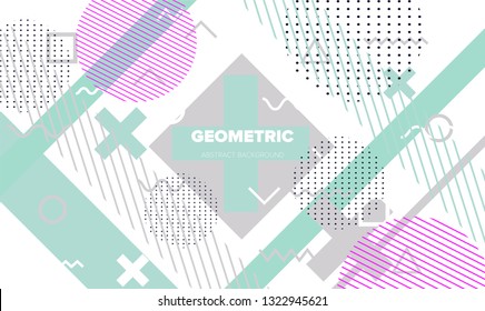 Abstract geometric minimal background, poster/ cover template with vivid lively pattern.