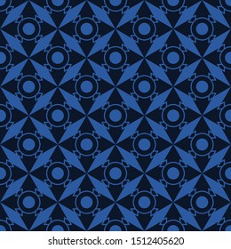 Abstract geometric minimal seamless pattern. Dark blue and light blue Color.
