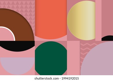 Resumen de formas geométricas mínimas, diseño de papel pintado de lujo. El color de fondo es divertido y colorido. Ilustración del vector